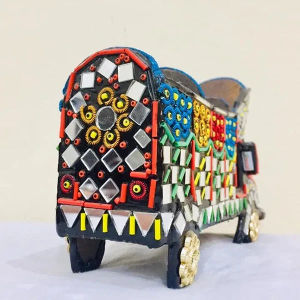 Miniature Mirrored Truck, Traditional Truck Home Decor, Glass Decorated Truck.