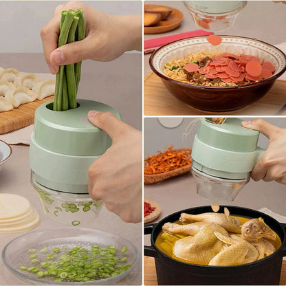 4 in 1 Handheld Electric Vegetable Cutter, USB Rechargeable Vegetable Cutter Slicer