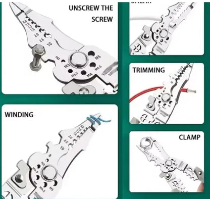 Professional 8-in-1 Multi-Functional Electrician Pliers – Heavy Duty Wire Stripper, Cutter, and Crimping Tool
