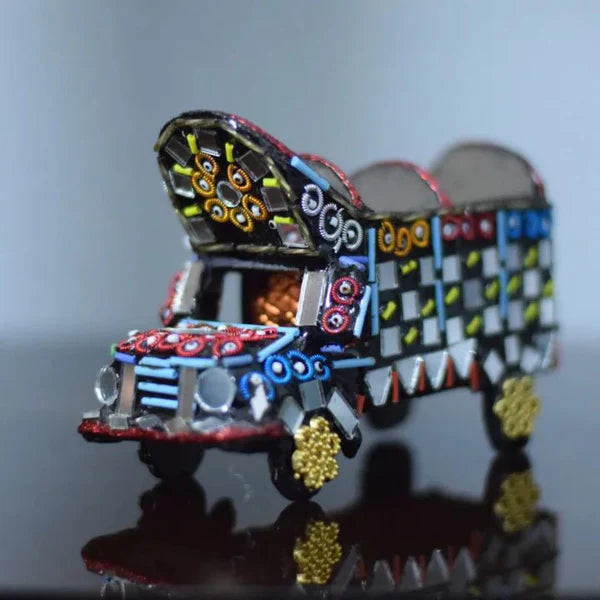 Miniature Mirrored Truck, Traditional Truck Home Decor, Glass Decorated Truck.