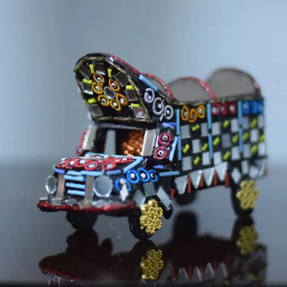 Miniature Mirrored Truck, Traditional Truck Home Decor, Glass Decorated Truck.